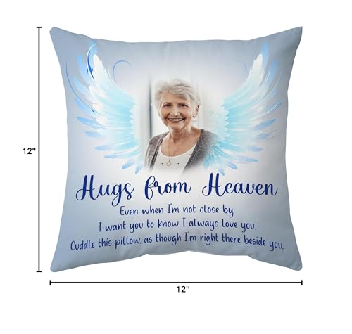 Hyturtle Personalized Memorial Sympathy Pillow with Insert 12"x12" Double-Sided Printed Gifts for Loss of Loved Ones - Remembrance Bereavement Gifts - Custom Picture Sofa Couch Cushion Home Decor