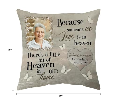 Hyturtle Personalized Memorial Sympathy Pillow with Insert 12"x12" Double-Sided Printed Gifts for Loss of Loved Ones - Remembrance Bereavement Gifts - Custom Picture Sofa Couch Cushion Home Decor