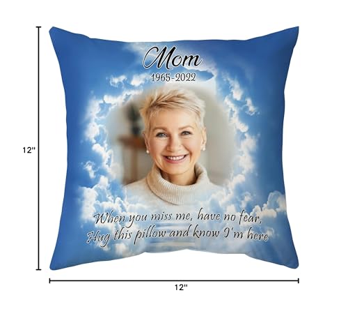 Hyturtle Personalized Memorial Sympathy Pillow with Insert 12"x12" Double-Sided Printed Gifts for Loss of Loved Ones - Remembrance Bereavement Gifts - Custom Picture Sofa Couch Cushion Home Decor