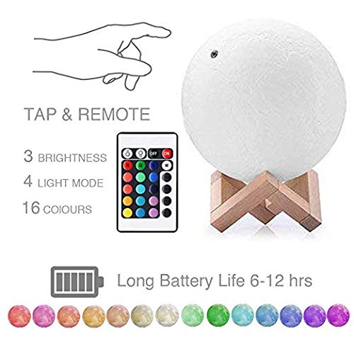 16 Colors Personalized Photo Night Light Customized 3D Printing USB Charging Moon Lamp Moon Light Night Light for Kids Gift for Women Christmas Gift(White 5.9inch/15cm)