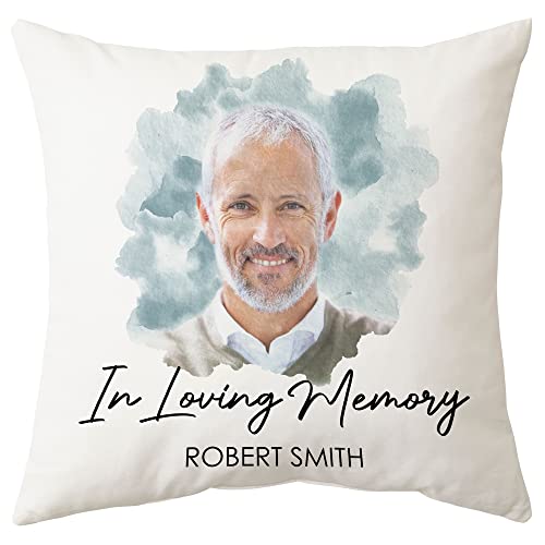 Hyturtle Personalized Memorial Sympathy Pillow with Insert 12"x12" Double-Sided Printed Gifts for Loss of Loved Ones - Remembrance Bereavement Gifts - Custom Picture Sofa Couch Cushion Home Decor