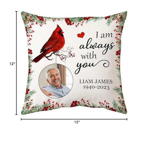 Hyturtle Personalized Memorial Sympathy Pillow with Insert 12"x12" Double-Sided Printed Gifts for Loss of Loved Ones - Remembrance Bereavement Gifts - Custom Picture Sofa Couch Cushion Home Decor