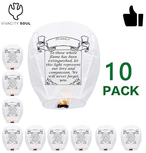 10 Pack Chinese Lanterns to Release Memorial [an Unforgettable Memory] Paper Lanterns Decorations for Festival Blessings,Memorial,Funeral