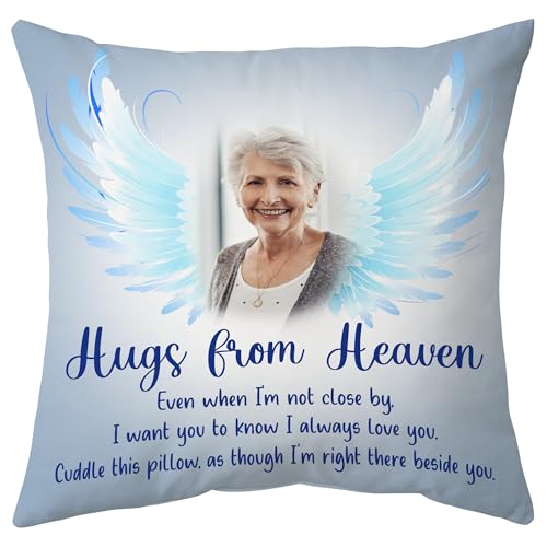 Hyturtle Personalized Memorial Sympathy Pillow with Insert 12"x12" Double-Sided Printed Gifts for Loss of Loved Ones - Remembrance Bereavement Gifts - Custom Picture Sofa Couch Cushion Home Decor