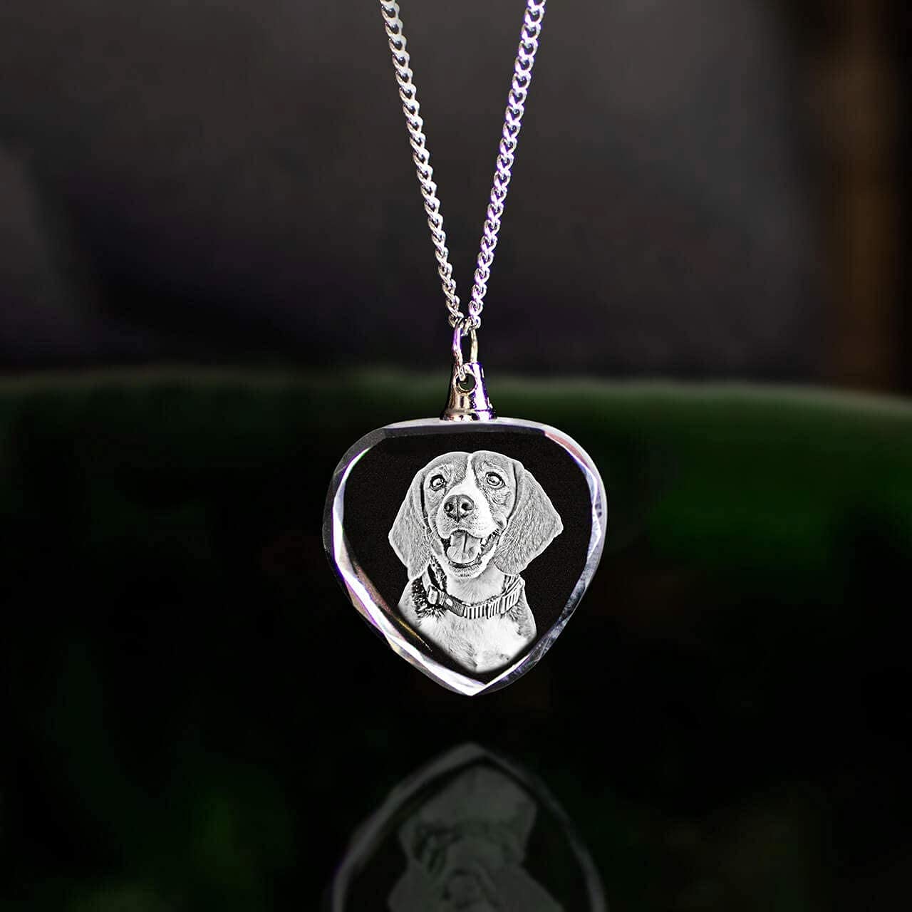 ArtPix 3D Personalized Necklace, 3D Laser Etched Photo Crystal, Engraved Heart Necklaces Accessories, Memorial Birthday Gifts for Mom, Dad, Him, Her, Men, Women, Customized Anniversary Couples Gifts