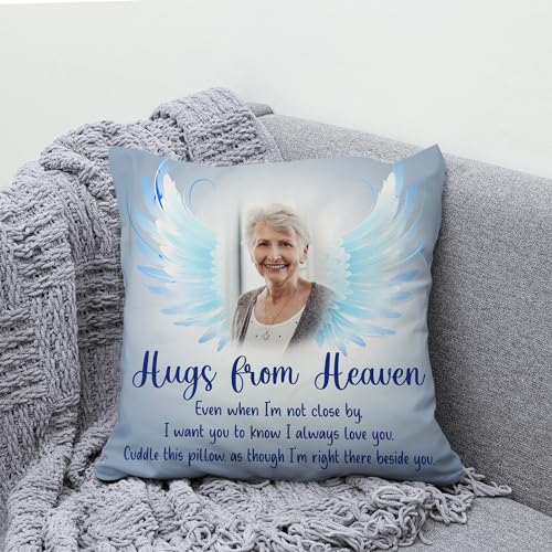 Hyturtle Personalized Memorial Sympathy Pillow with Insert 12"x12" Double-Sided Printed Gifts for Loss of Loved Ones - Remembrance Bereavement Gifts - Custom Picture Sofa Couch Cushion Home Decor