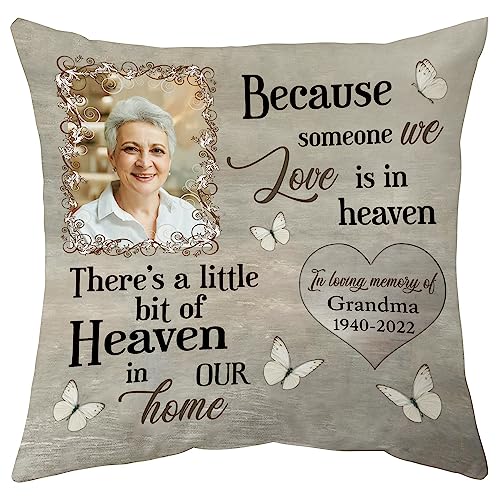 Hyturtle Personalized Memorial Sympathy Pillow with Insert 12"x12" Double-Sided Printed Gifts for Loss of Loved Ones - Remembrance Bereavement Gifts - Custom Picture Sofa Couch Cushion Home Decor