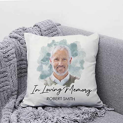 Hyturtle Personalized Memorial Sympathy Pillow with Insert 12"x12" Double-Sided Printed Gifts for Loss of Loved Ones - Remembrance Bereavement Gifts - Custom Picture Sofa Couch Cushion Home Decor