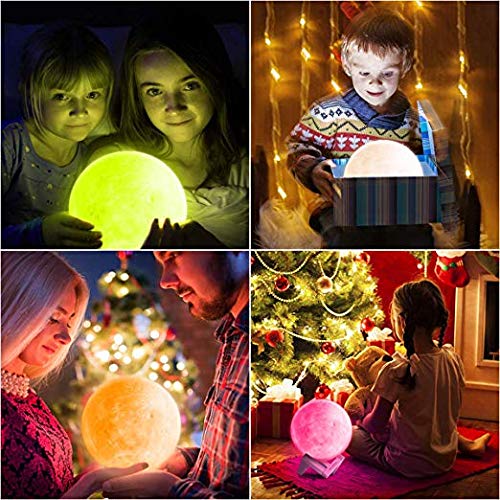 16 Colors Personalized Photo Night Light Customized 3D Printing USB Charging Moon Lamp Moon Light Night Light for Kids Gift for Women Christmas Gift(White 5.9inch/15cm)