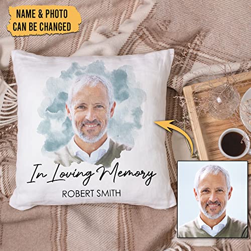 Hyturtle Personalized Memorial Sympathy Pillow with Insert 12"x12" Double-Sided Printed Gifts for Loss of Loved Ones - Remembrance Bereavement Gifts - Custom Picture Sofa Couch Cushion Home Decor