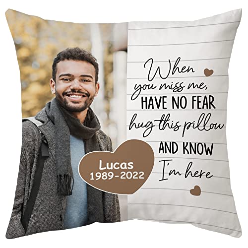 Hyturtle Personalized Memorial Sympathy Pillow with Insert 12"x12" Double-Sided Printed Gifts for Loss of Loved Ones - Remembrance Bereavement Gifts - Custom Picture Sofa Couch Cushion Home Decor