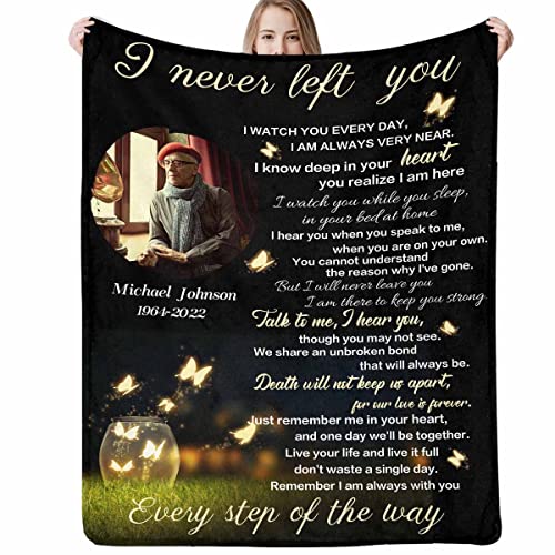 Custom Memorial Blanket with Photos for Loss of Mom Dad Son Daughter Customized Memory Gift of Departed Loved Ones