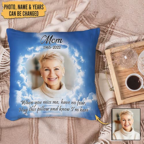 Hyturtle Personalized Memorial Sympathy Pillow with Insert 12"x12" Double-Sided Printed Gifts for Loss of Loved Ones - Remembrance Bereavement Gifts - Custom Picture Sofa Couch Cushion Home Decor