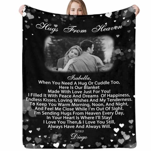 Custom Memorial Blanket with Photos for Loss of Mom Dad Son Daughter Customized Memory Gift of Departed Loved Ones