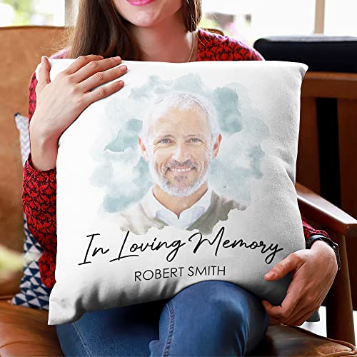 Hyturtle Personalized Memorial Sympathy Pillow with Insert 12"x12" Double-Sided Printed Gifts for Loss of Loved Ones - Remembrance Bereavement Gifts - Custom Picture Sofa Couch Cushion Home Decor