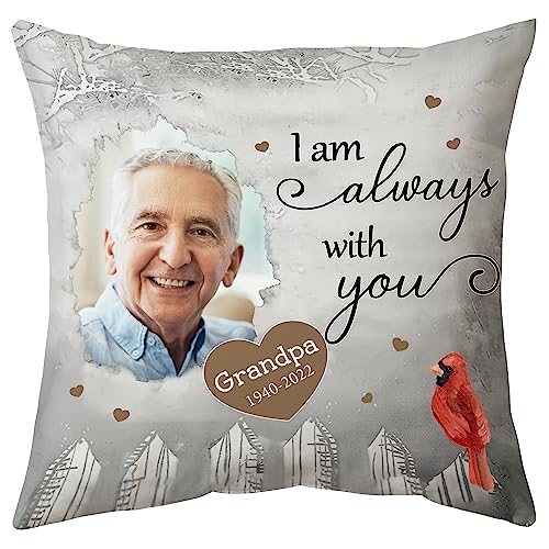 Hyturtle Personalized Memorial Sympathy Pillow with Insert 12"x12" Double-Sided Printed Gifts for Loss of Loved Ones - Remembrance Bereavement Gifts - Custom Picture Sofa Couch Cushion Home Decor