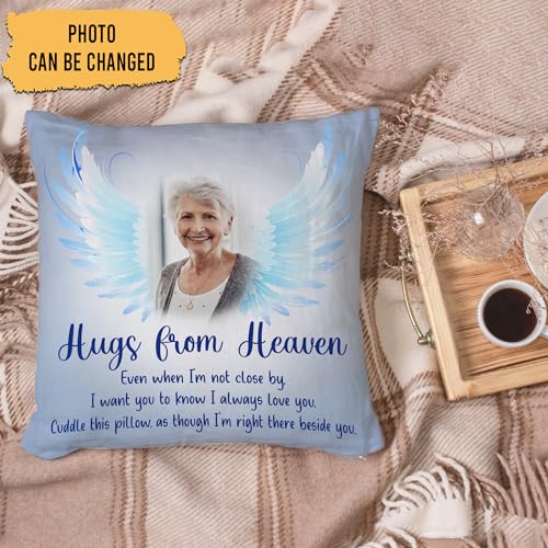 Hyturtle Personalized Memorial Sympathy Pillow with Insert 12"x12" Double-Sided Printed Gifts for Loss of Loved Ones - Remembrance Bereavement Gifts - Custom Picture Sofa Couch Cushion Home Decor