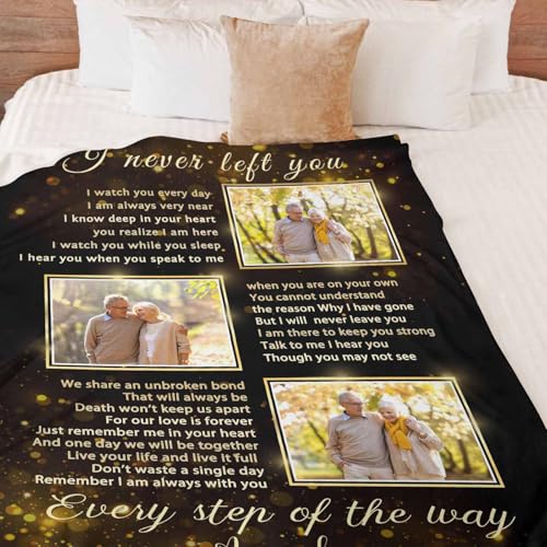 Custom Memorial Blanket with Photos for Loss of Mom Dad Son Daughter Customized Memory Gift of Departed Loved Ones