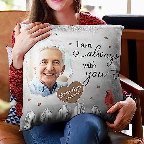 Hyturtle Personalized Memorial Sympathy Pillow with Insert 12"x12" Double-Sided Printed Gifts for Loss of Loved Ones - Remembrance Bereavement Gifts - Custom Picture Sofa Couch Cushion Home Decor