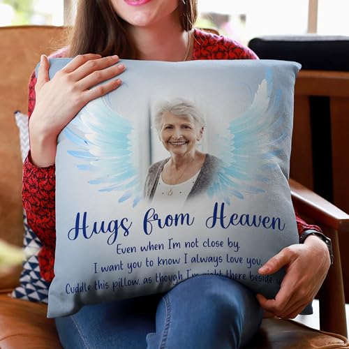 Hyturtle Personalized Memorial Sympathy Pillow with Insert 12"x12" Double-Sided Printed Gifts for Loss of Loved Ones - Remembrance Bereavement Gifts - Custom Picture Sofa Couch Cushion Home Decor