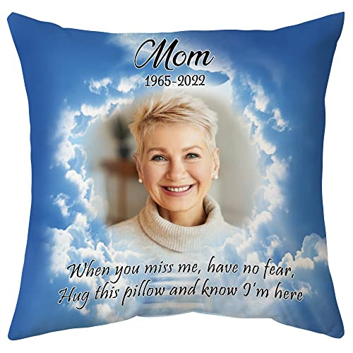 Hyturtle Personalized Memorial Sympathy Pillow with Insert 12"x12" Double-Sided Printed Gifts for Loss of Loved Ones - Remembrance Bereavement Gifts - Custom Picture Sofa Couch Cushion Home Decor