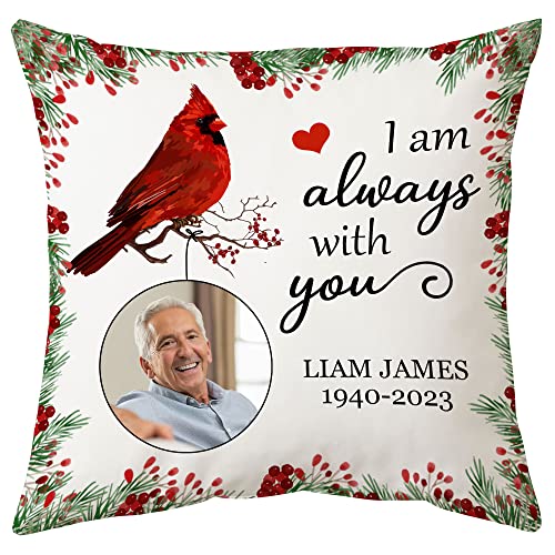 Hyturtle Personalized Memorial Sympathy Pillow with Insert 12"x12" Double-Sided Printed Gifts for Loss of Loved Ones - Remembrance Bereavement Gifts - Custom Picture Sofa Couch Cushion Home Decor