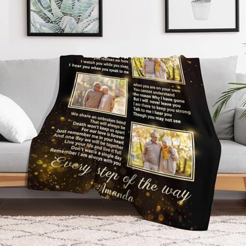 Custom Memorial Blanket with Photos for Loss of Mom Dad Son Daughter Customized Memory Gift of Departed Loved Ones