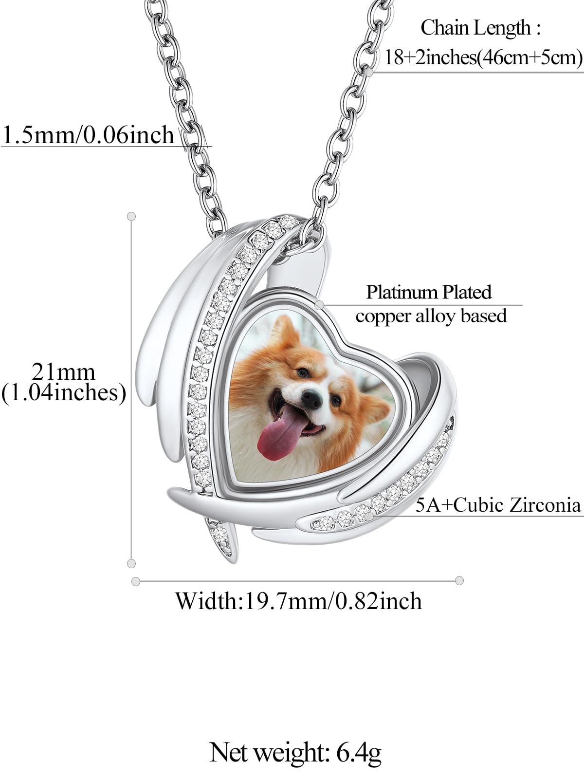 FindChic Customized Heart Photo Necklace Plain/Bling CZ/Rose/Angel Wings/Rotatable 2-Side Picture Pendant Stainless Steel/Gold Plated/Black Valentine's Jewelry Gift for Women Mom Girlfriend +Gift Box