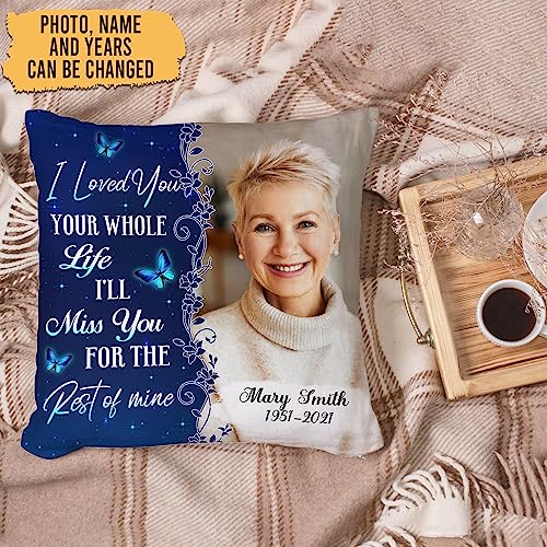 Hyturtle Personalized Memorial Sympathy Pillow with Insert 12"x12" Double-Sided Printed Gifts for Loss of Loved Ones - Remembrance Bereavement Gifts - Custom Picture Sofa Couch Cushion Home Decor