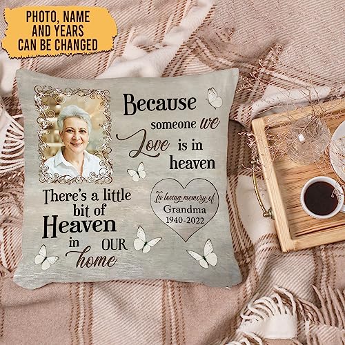 Hyturtle Personalized Memorial Sympathy Pillow with Insert 12"x12" Double-Sided Printed Gifts for Loss of Loved Ones - Remembrance Bereavement Gifts - Custom Picture Sofa Couch Cushion Home Decor