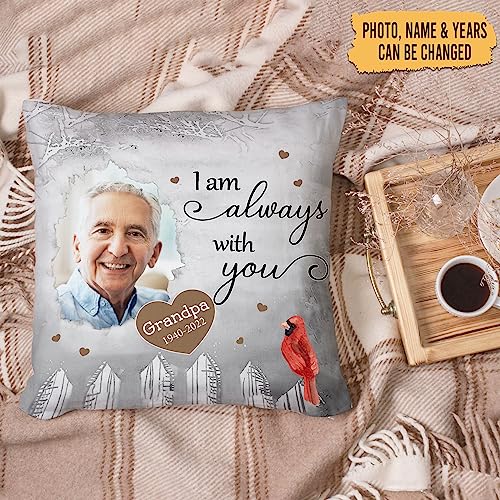 Hyturtle Personalized Memorial Sympathy Pillow with Insert 12"x12" Double-Sided Printed Gifts for Loss of Loved Ones - Remembrance Bereavement Gifts - Custom Picture Sofa Couch Cushion Home Decor