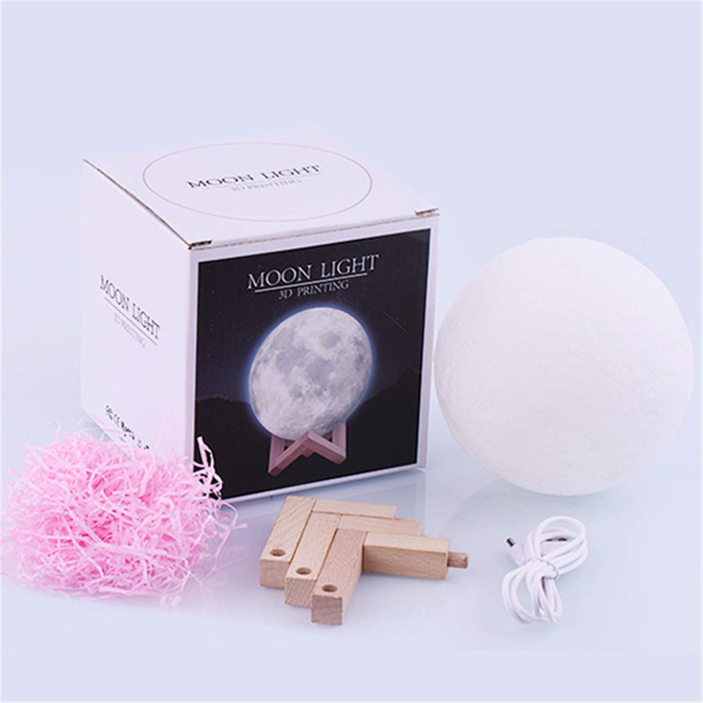 16 Colors Personalized Photo Night Light Customized 3D Printing USB Charging Moon Lamp Moon Light Night Light for Kids Gift for Women Christmas Gift(White 5.9inch/15cm)