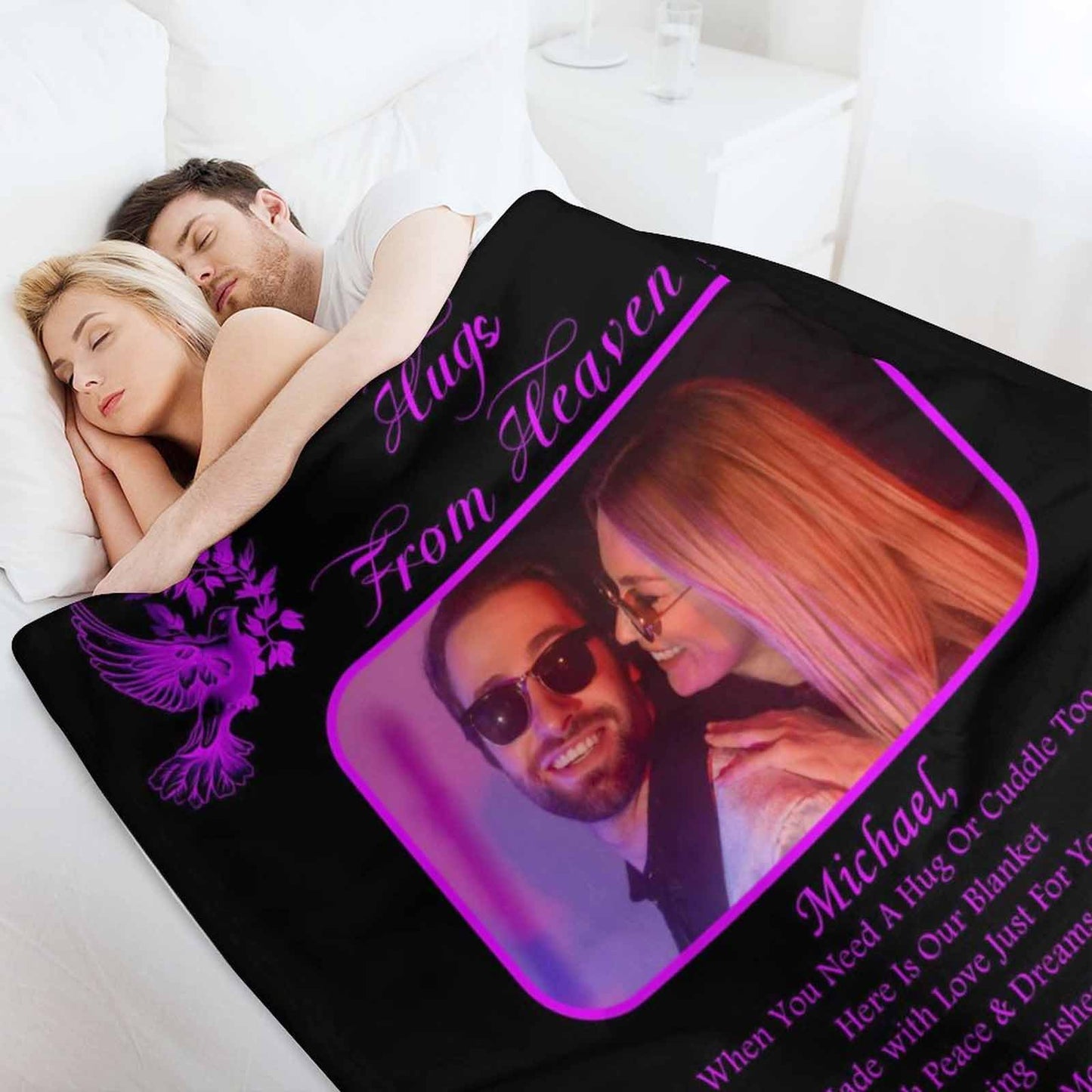 Custom Memorial Blanket with Photos for Loss of Mom Dad Son Daughter Customized Memory Gift of Departed Loved Ones