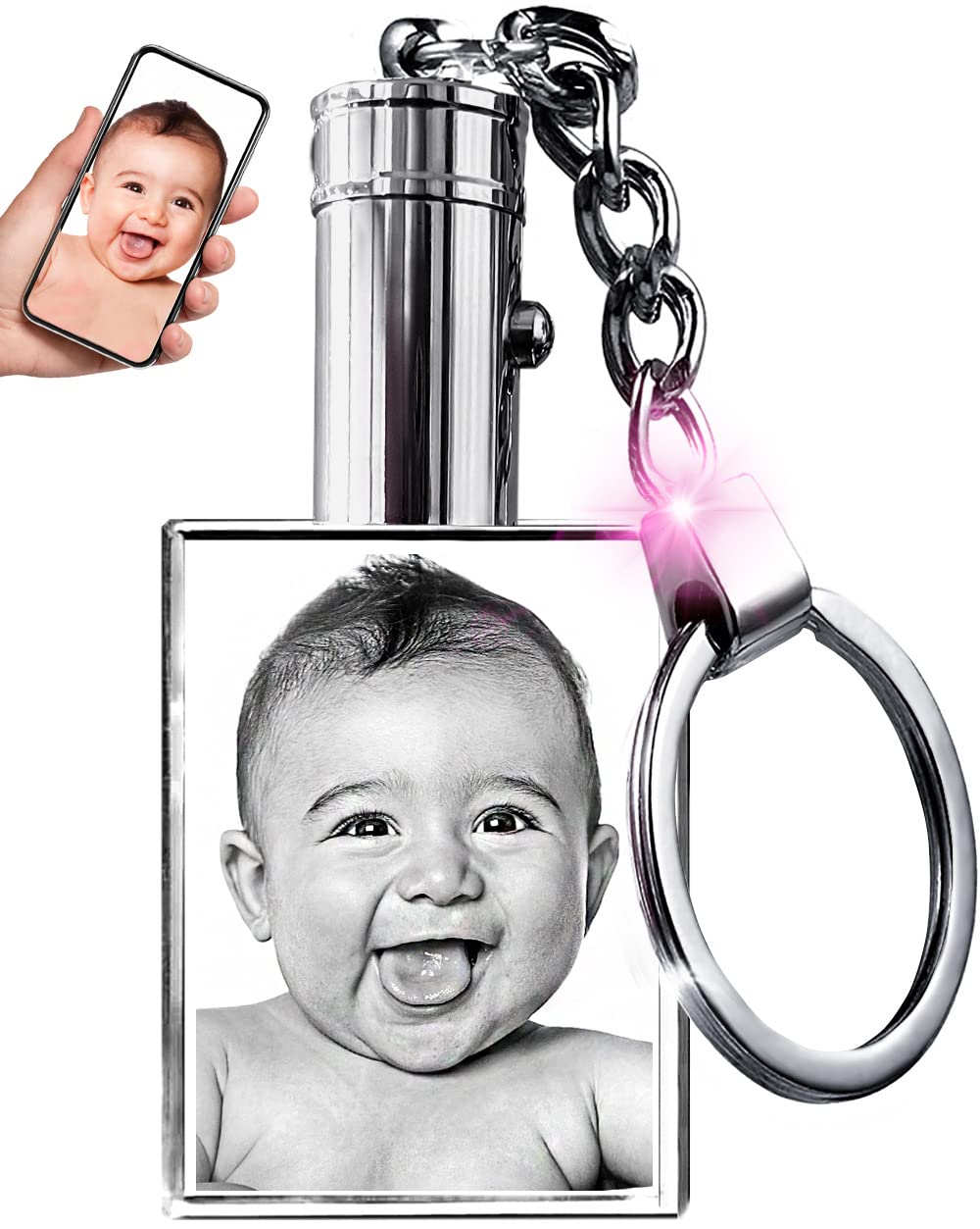 ArtPix 3D Crystal Photo Custom Keychain Picture, Customized Personalized Gift