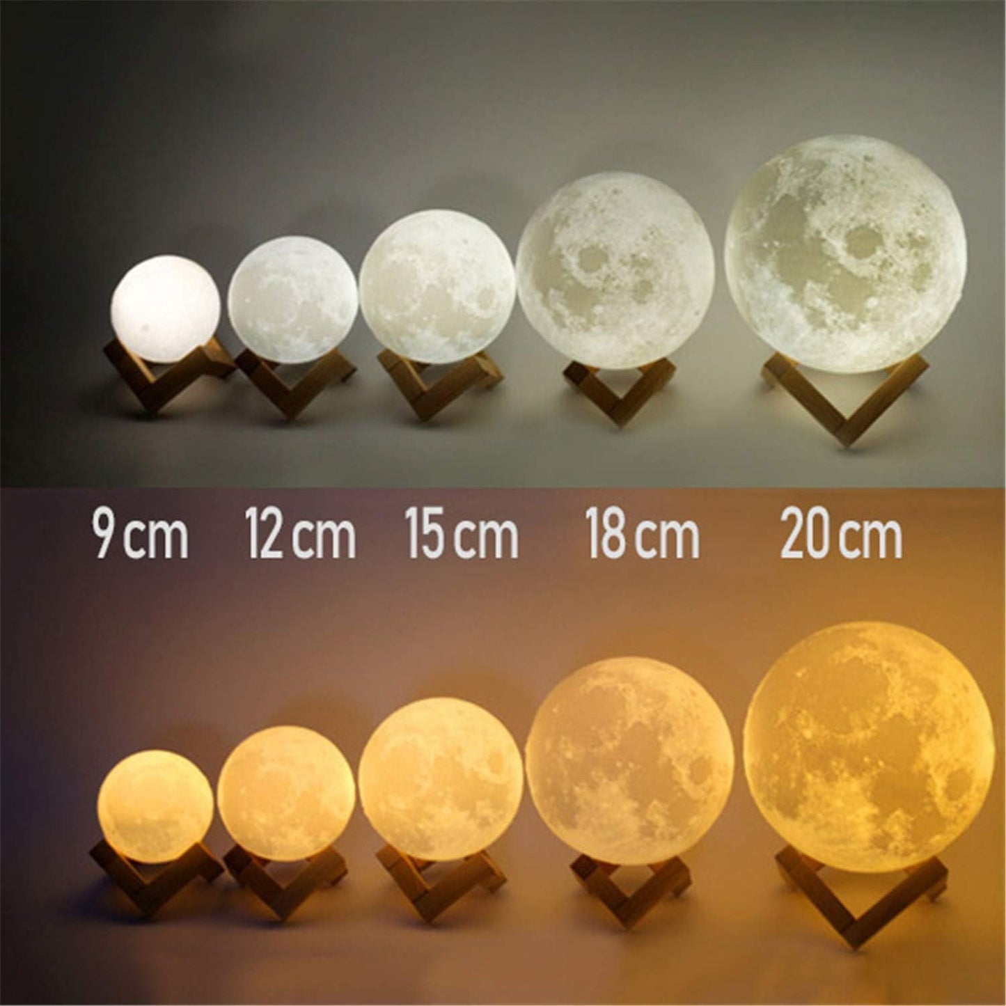 16 Colors Personalized Photo Night Light Customized 3D Printing USB Charging Moon Lamp Moon Light Night Light for Kids Gift for Women Christmas Gift(White 5.9inch/15cm)