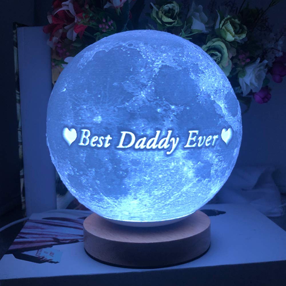 16 Colors Personalized Photo Night Light Customized 3D Printing USB Charging Moon Lamp Moon Light Night Light for Kids Gift for Women Christmas Gift(White 5.9inch/15cm)