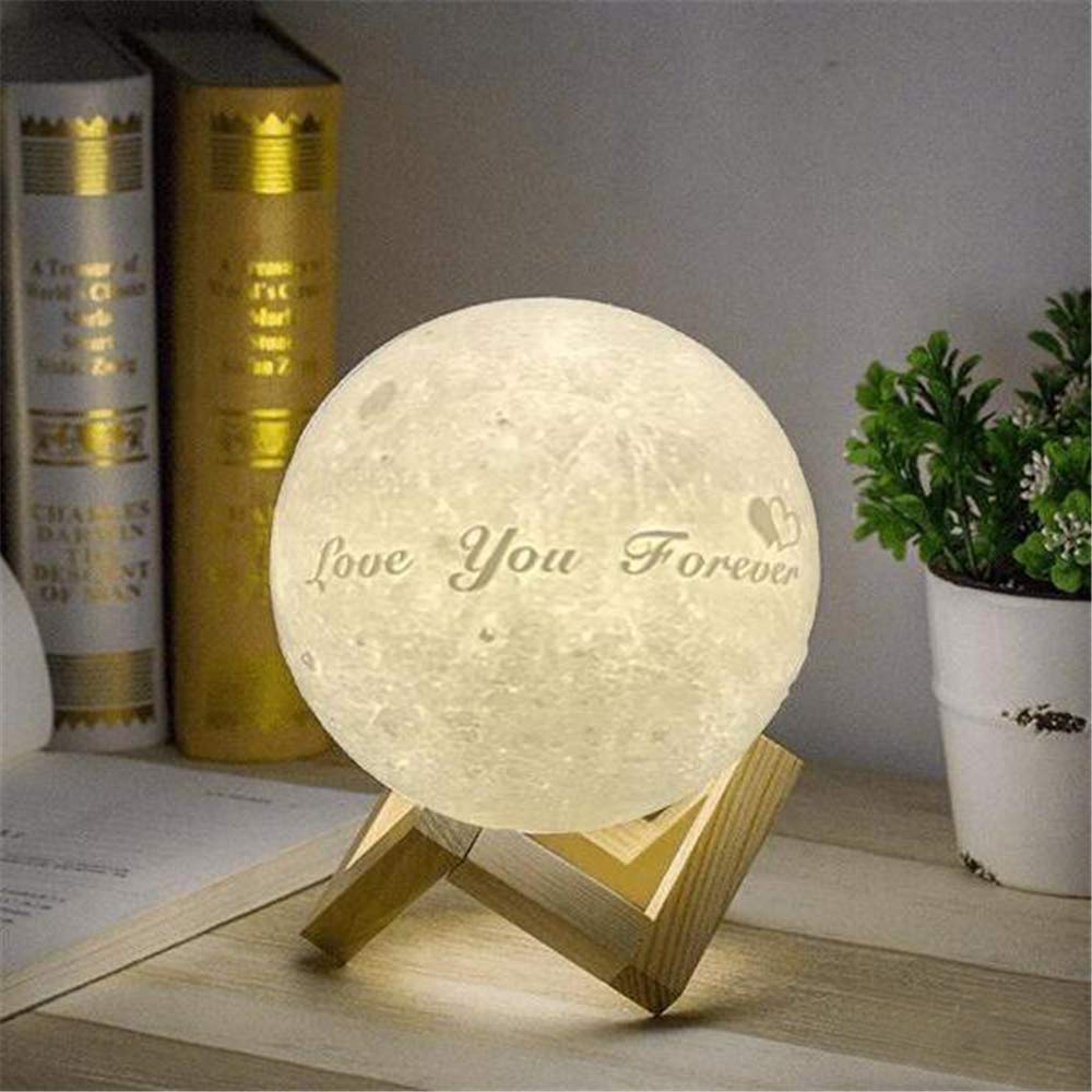 16 Colors Personalized Photo Night Light Customized 3D Printing USB Charging Moon Lamp Moon Light Night Light for Kids Gift for Women Christmas Gift(White 5.9inch/15cm)