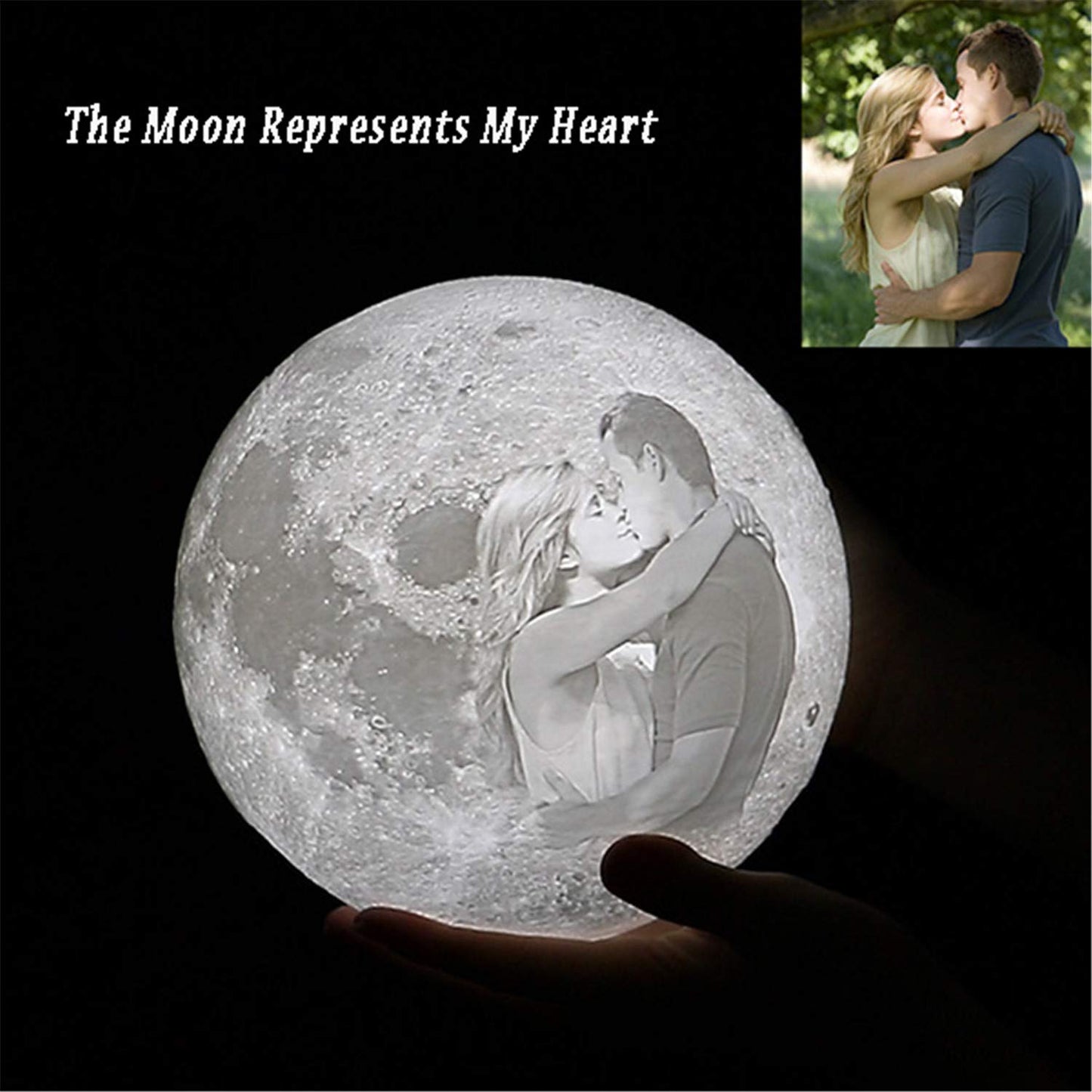 16 Colors Personalized Photo Night Light Customized 3D Printing USB Charging Moon Lamp Moon Light Night Light for Kids Gift for Women Christmas Gift(White 5.9inch/15cm)