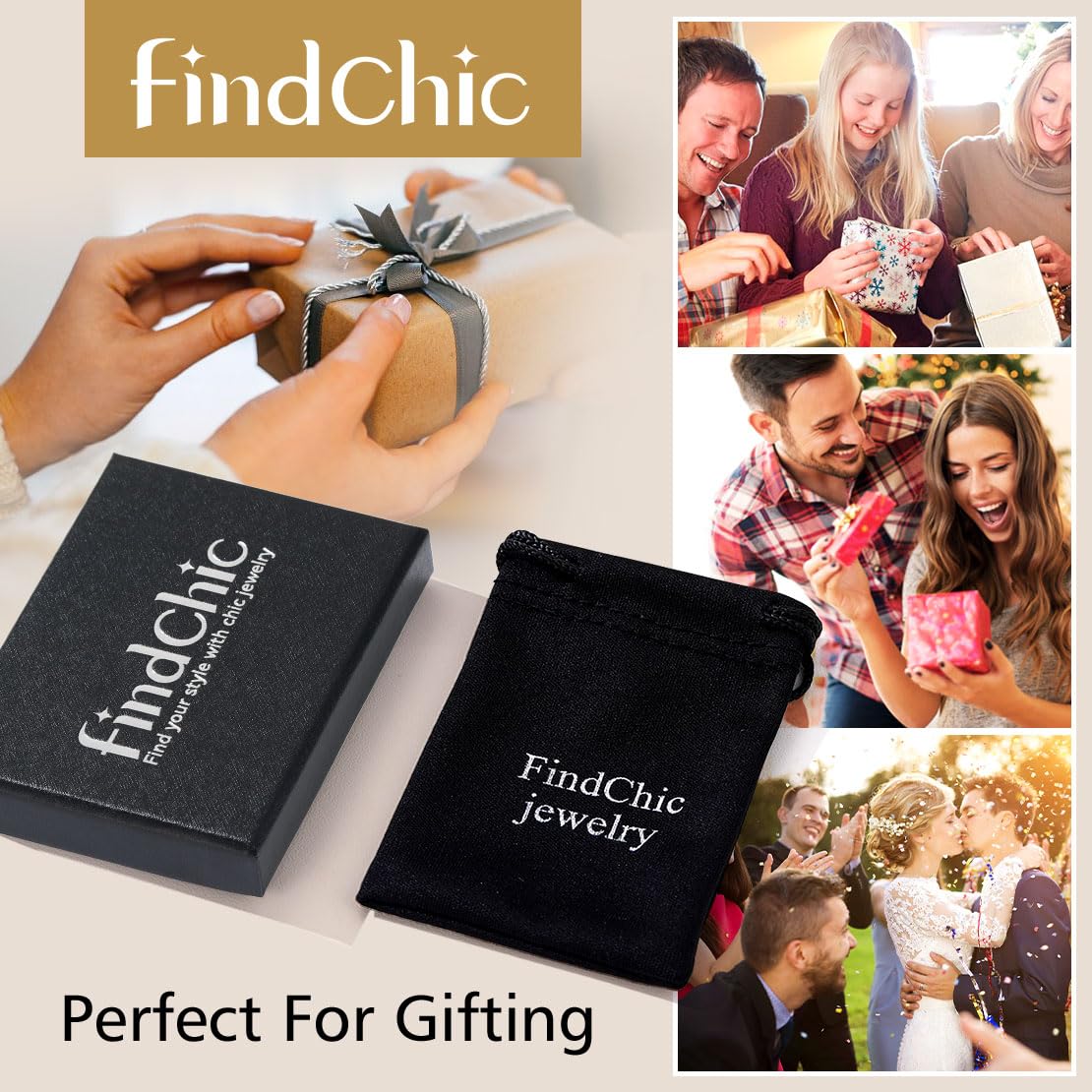 FindChic Customized Heart Photo Necklace Plain/Bling CZ/Rose/Angel Wings/Rotatable 2-Side Picture Pendant Stainless Steel/Gold Plated/Black Valentine's Jewelry Gift for Women Mom Girlfriend +Gift Box