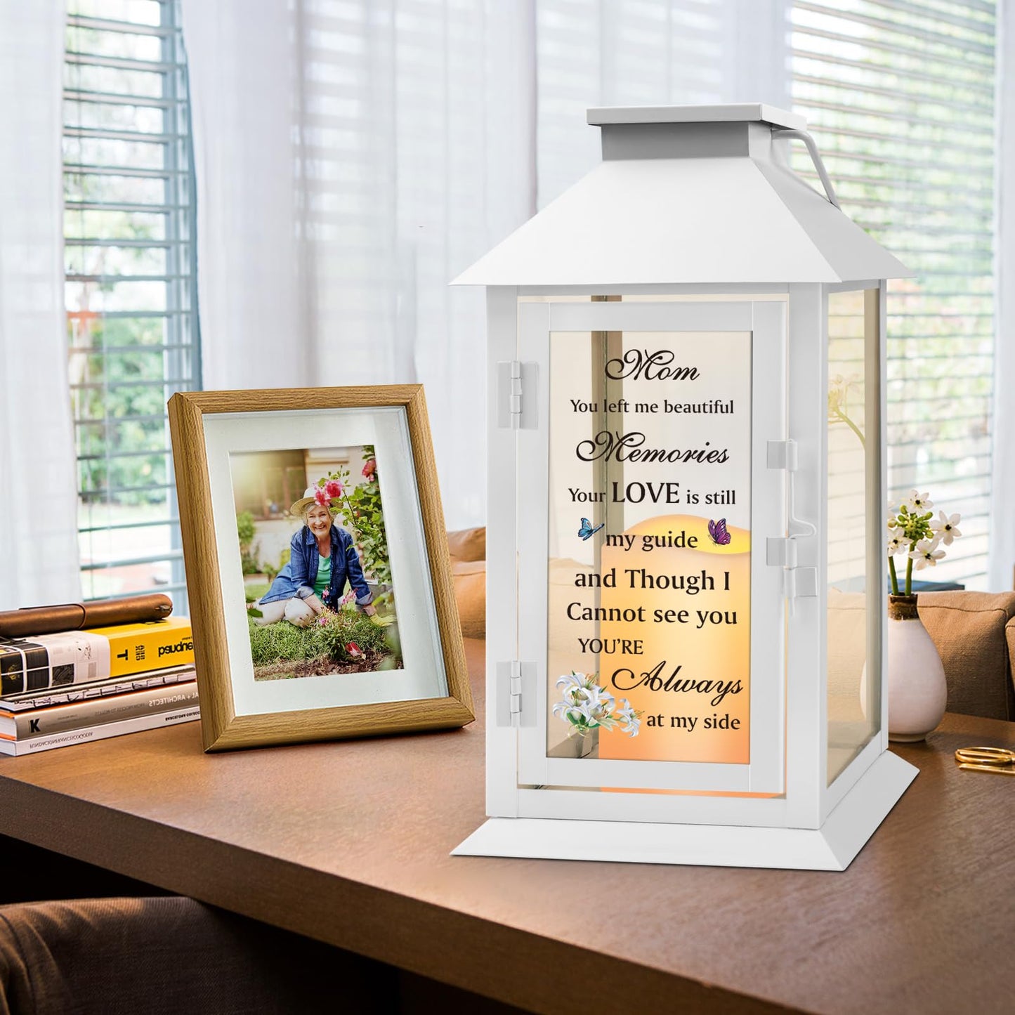 HN HAIINAA Memorial Lantern Bereavement Gifts in Memory of Loved One Memorial Gifts for Loss of Mother Loss of Father Remembrance Sympathy Gifts for Loss of Loved One with LED Candle and Remote