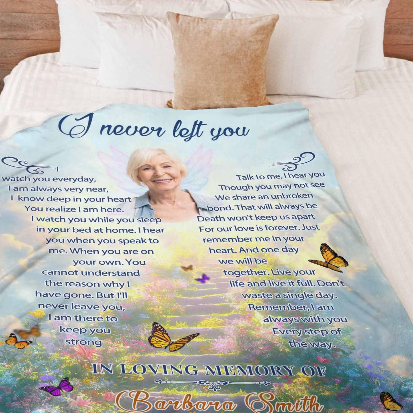 Custom Memorial Blanket with Photos for Loss of Mom Dad Son Daughter Customized Memory Gift of Departed Loved Ones