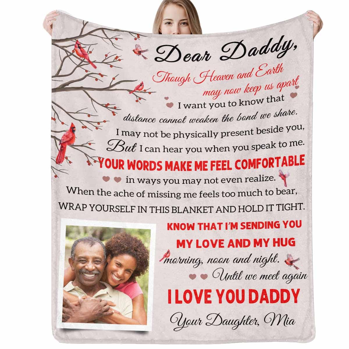 Custom Memorial Blanket with Photos for Loss of Mom Dad Son Daughter Customized Memory Gift of Departed Loved Ones