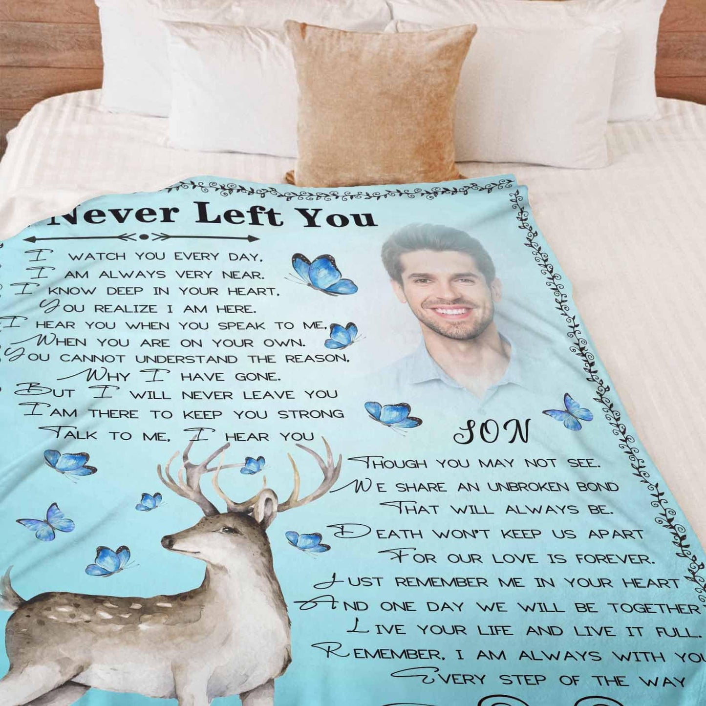 Custom Memorial Blanket with Photos for Loss of Mom Dad Son Daughter Customized Memory Gift of Departed Loved Ones