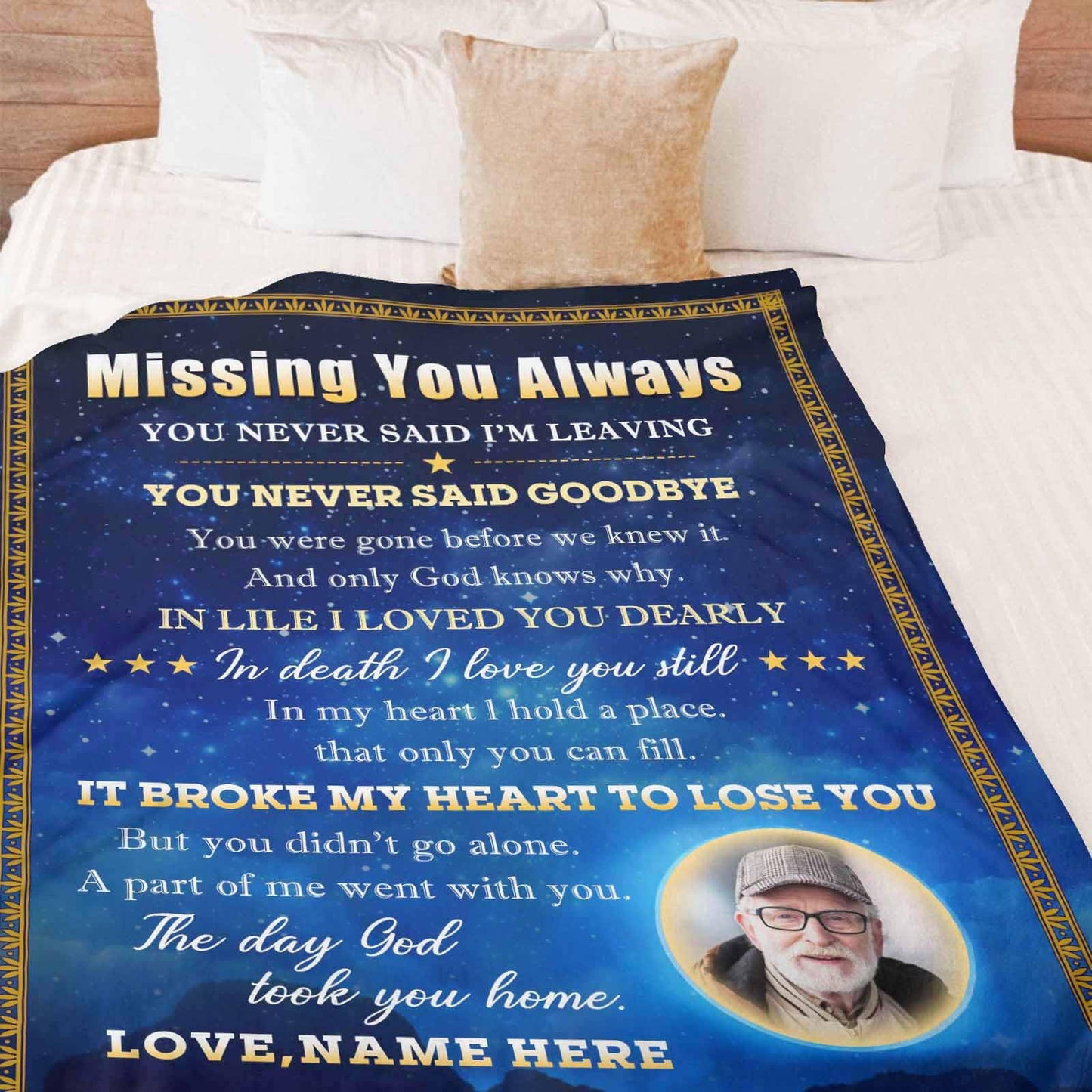 Custom Memorial Blanket with Photos for Loss of Mom Dad Son Daughter Customized Memory Gift of Departed Loved Ones