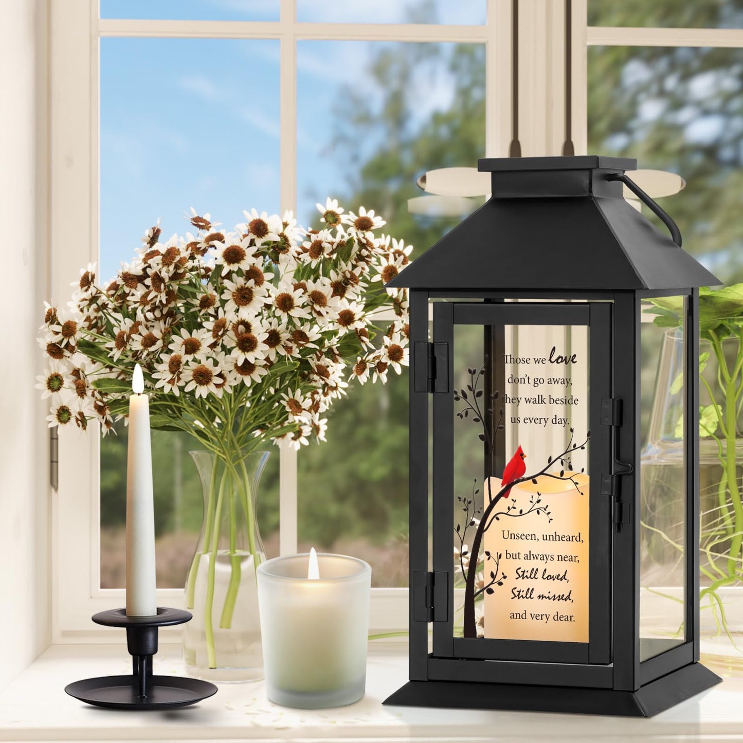 HN HAIINAA Memorial Lantern Bereavement Gifts in Memory of Loved One Memorial Gifts for Loss of Mother Loss of Father Remembrance Sympathy Gifts for Loss of Loved One with LED Candle and Remote