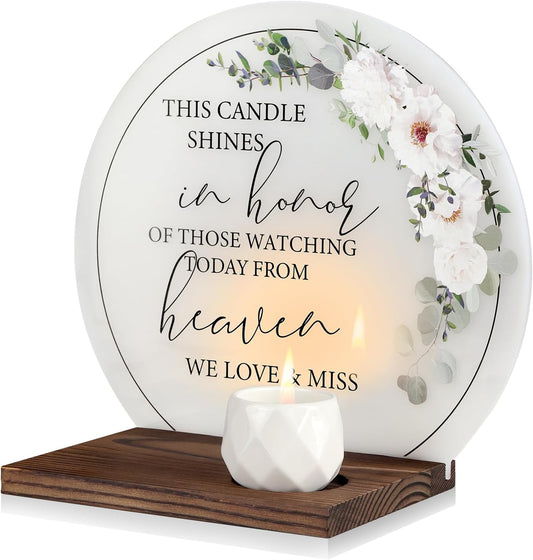 Memorial Candle Sympathy Gifts Wedding Memorial Sign, Memorial Service Decorations, Bereavement Gifts for Loss of Loved One, in Memory of Mom/Father/Husband