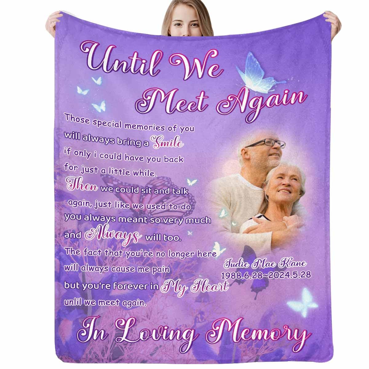 Custom Memorial Blanket with Photos for Loss of Mom Dad Son Daughter Customized Memory Gift of Departed Loved Ones