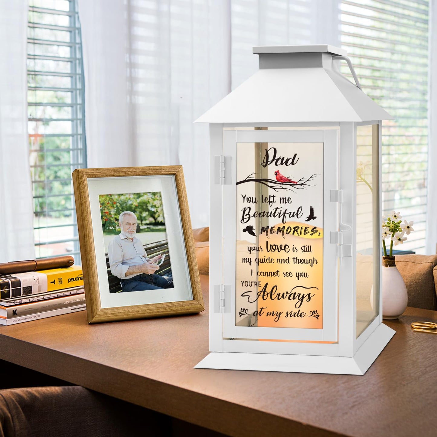 HN HAIINAA Memorial Lantern Bereavement Gifts in Memory of Loved One Memorial Gifts for Loss of Mother Loss of Father Remembrance Sympathy Gifts for Loss of Loved One with LED Candle and Remote