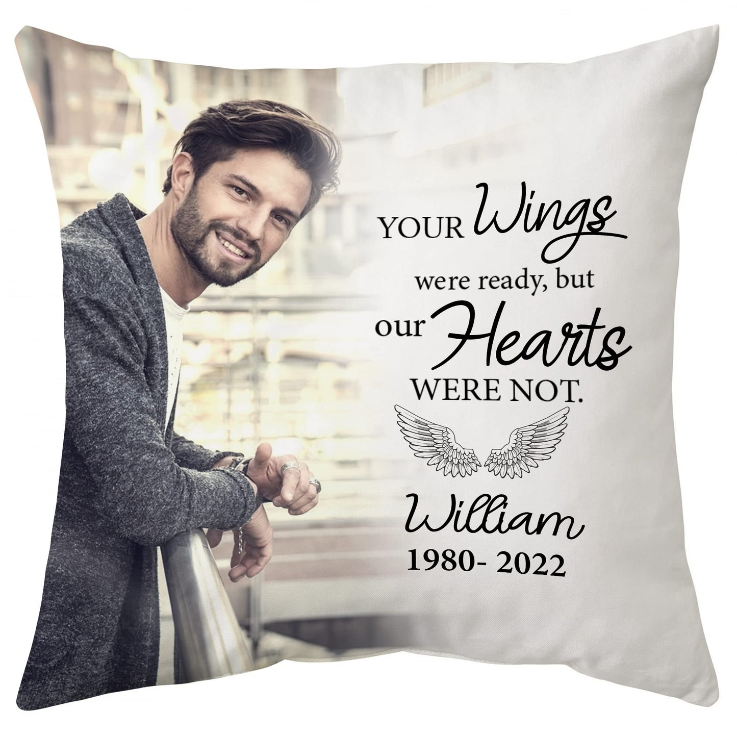 Hyturtle Personalized Memorial Sympathy Pillow with Insert 12"x12" Double-Sided Printed Gifts for Loss of Loved Ones - Remembrance Bereavement Gifts - Custom Picture Sofa Couch Cushion Home Decor