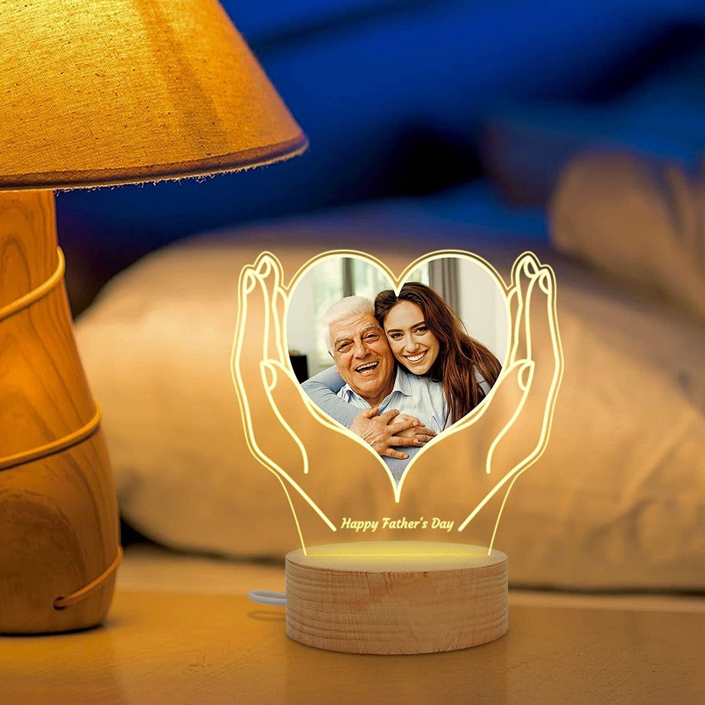 Bemaystar Customized Memorial Night Light with Picture Frame, Personalized Gifts for Mothers Birthday Thanksgiving Valentines